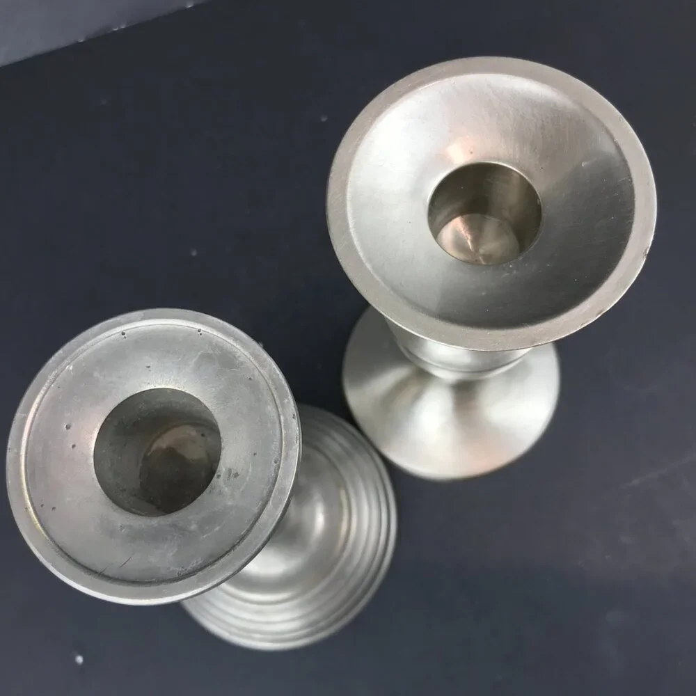 Set of two Pewter Candlesticks, 1 is Restoration Hardware